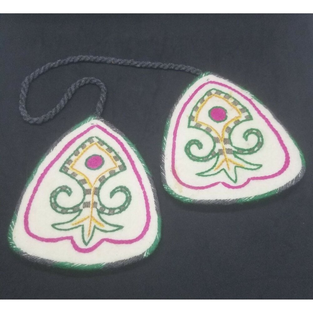 Handmade Wool Felted Potholders on Twisted Rope Made in Kyrgyzstan